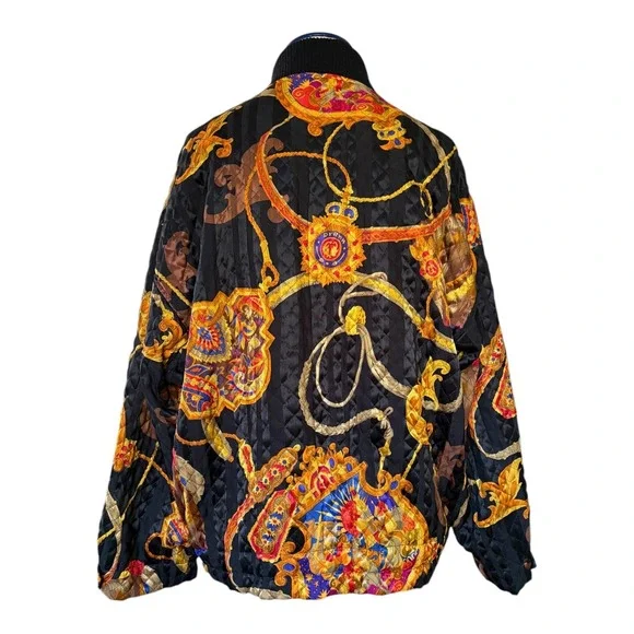 Vintage Byblos‎ Made in Italy Quilted Baroque Bomber Jacket Men's IT 48 US M